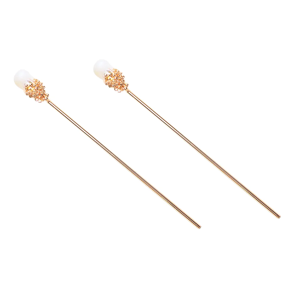 

2Pcs Hair Bun Holder Stick Chinese Retro Pearl Hairpin Hair Stick for Girl