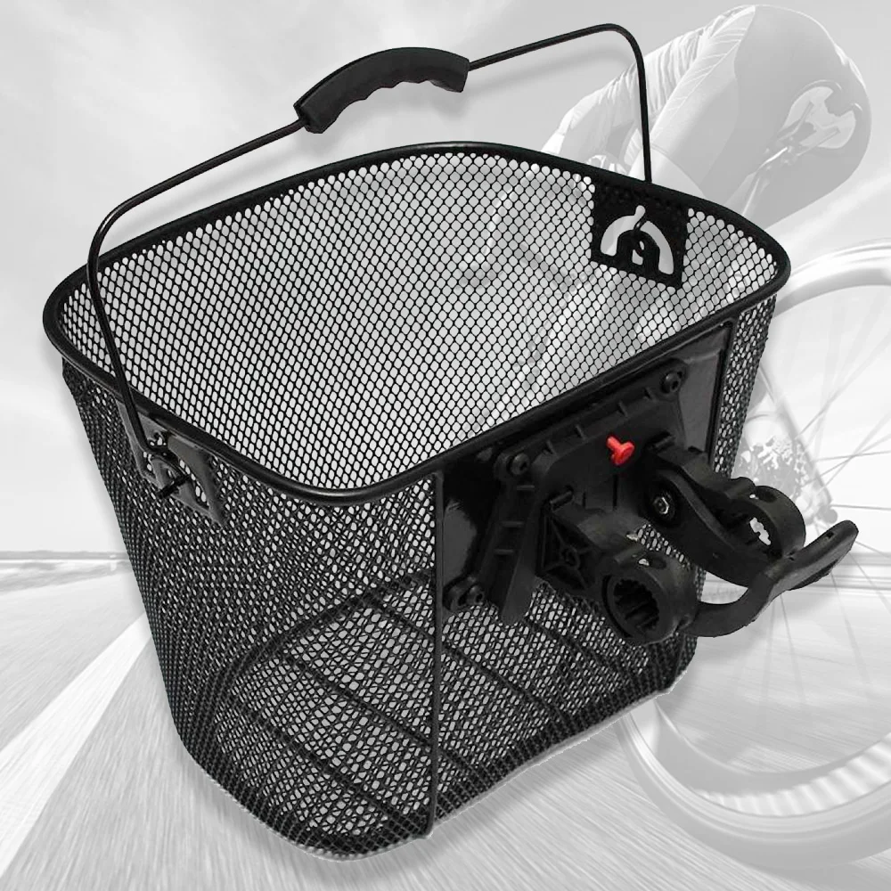 

Bicycle Metal Mesh Basket MTB Mountain Bike Basket Quick Release Handle Cycling Bicycle Front Foldable Basket