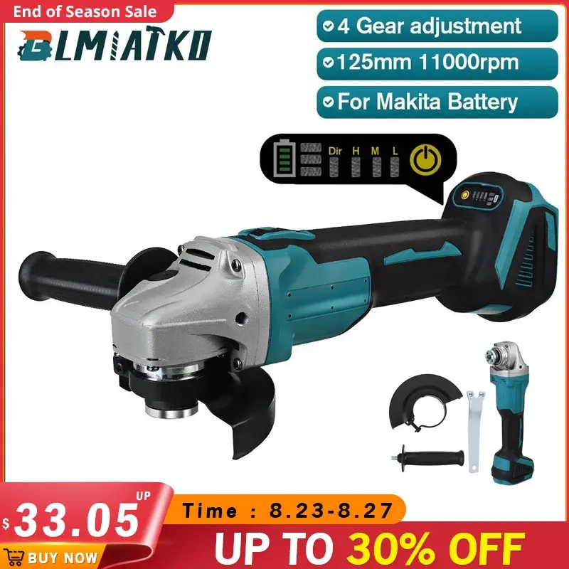 

BLMIATKO 125mm 100mm Brushless Electric Angle Grinder 4 Speed Woodworking Power Tool Grinding Machine For Makita 18V Battery
