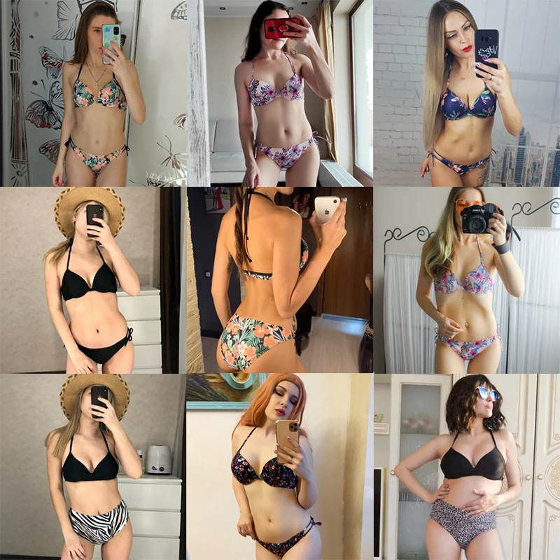 

Plus Size Sexy Bikini 2021 Floral Print Swinsuit Swimwear Women Low Waist Push Up Bikini Set Beachwear Brazilian Biqiuni Summer