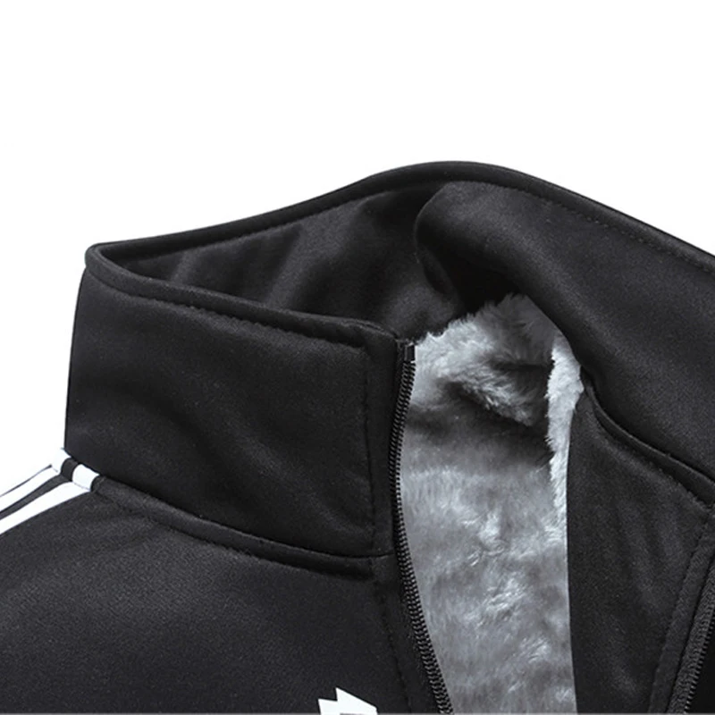 New Winter Men's Sets Plus Velvet Men Sport Suits Sportswear Set Fitness Warm Tracksuit Zip Pocket Male's Casual Clothing