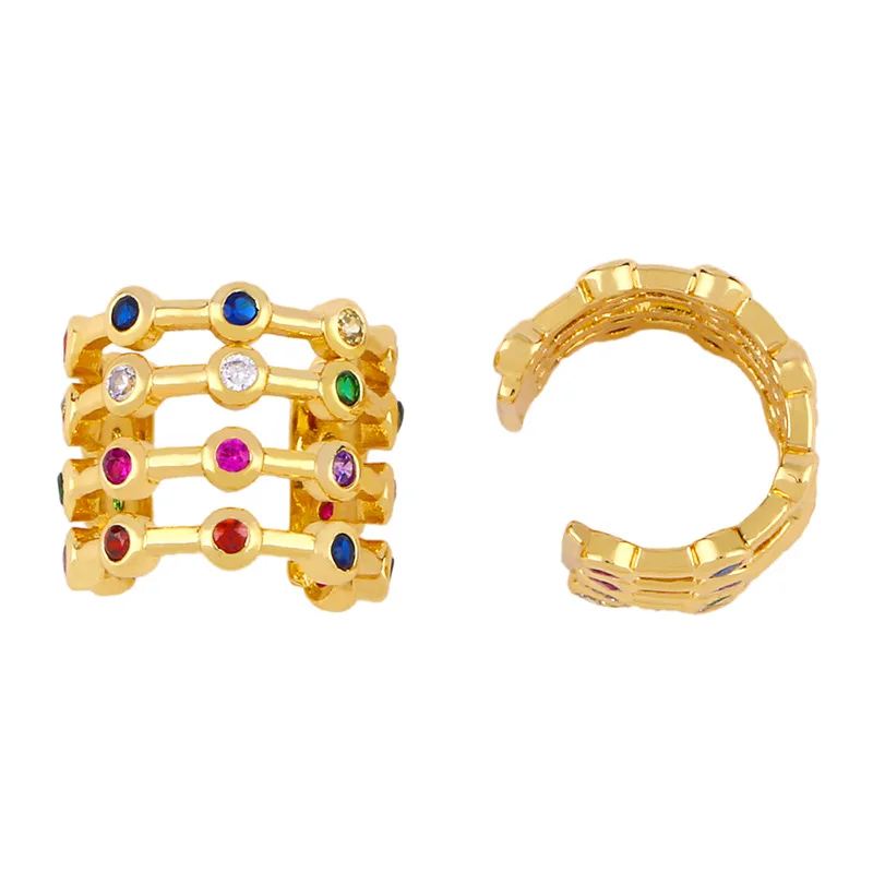 

2020 new style Women's C Shaped Rainbow Earcuffs Clip Earrings Gold Jewelry