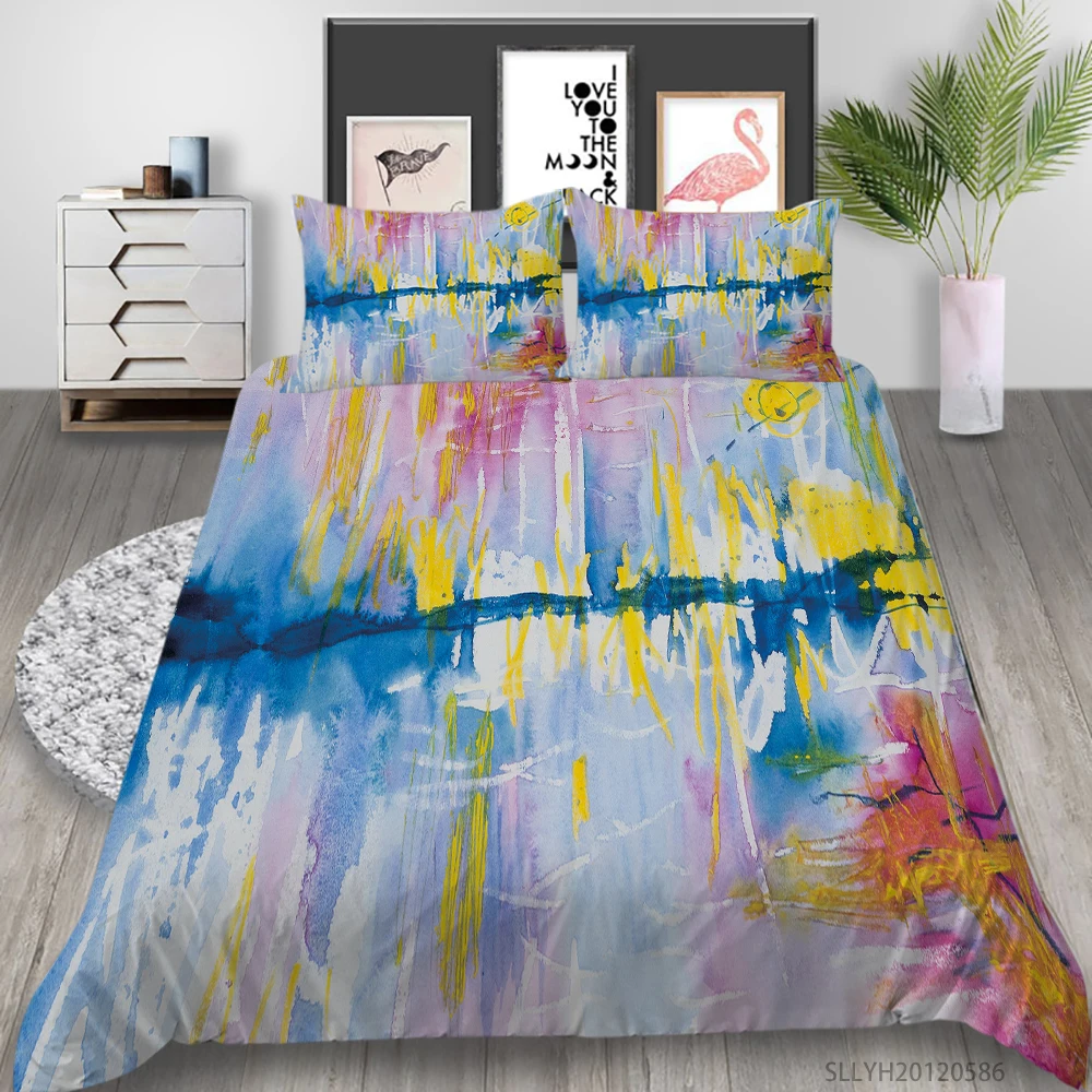 

Home Textile 3D Bedding Set King Size Duvet Cover Set 2/3 Pcs Oil Painting Soft Breathable Bedroom Decoration Hot Selling