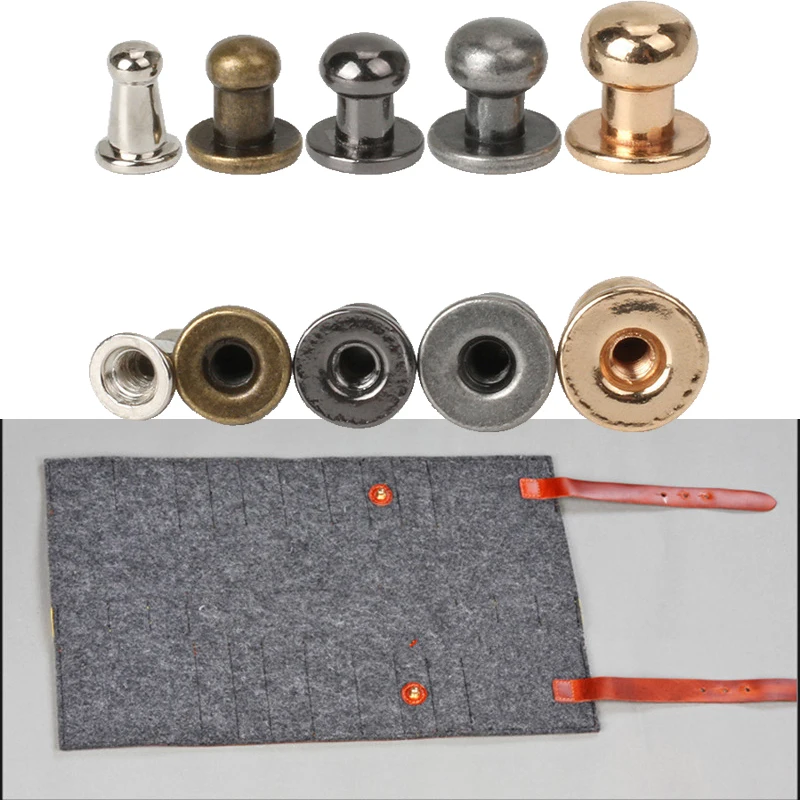 10Pcs Round Head Solid Brass Stud Spots Screwback Back For DIY Handmake Leather Bag Screw Nail Rivet Hardware Accessaries | Дом и сад