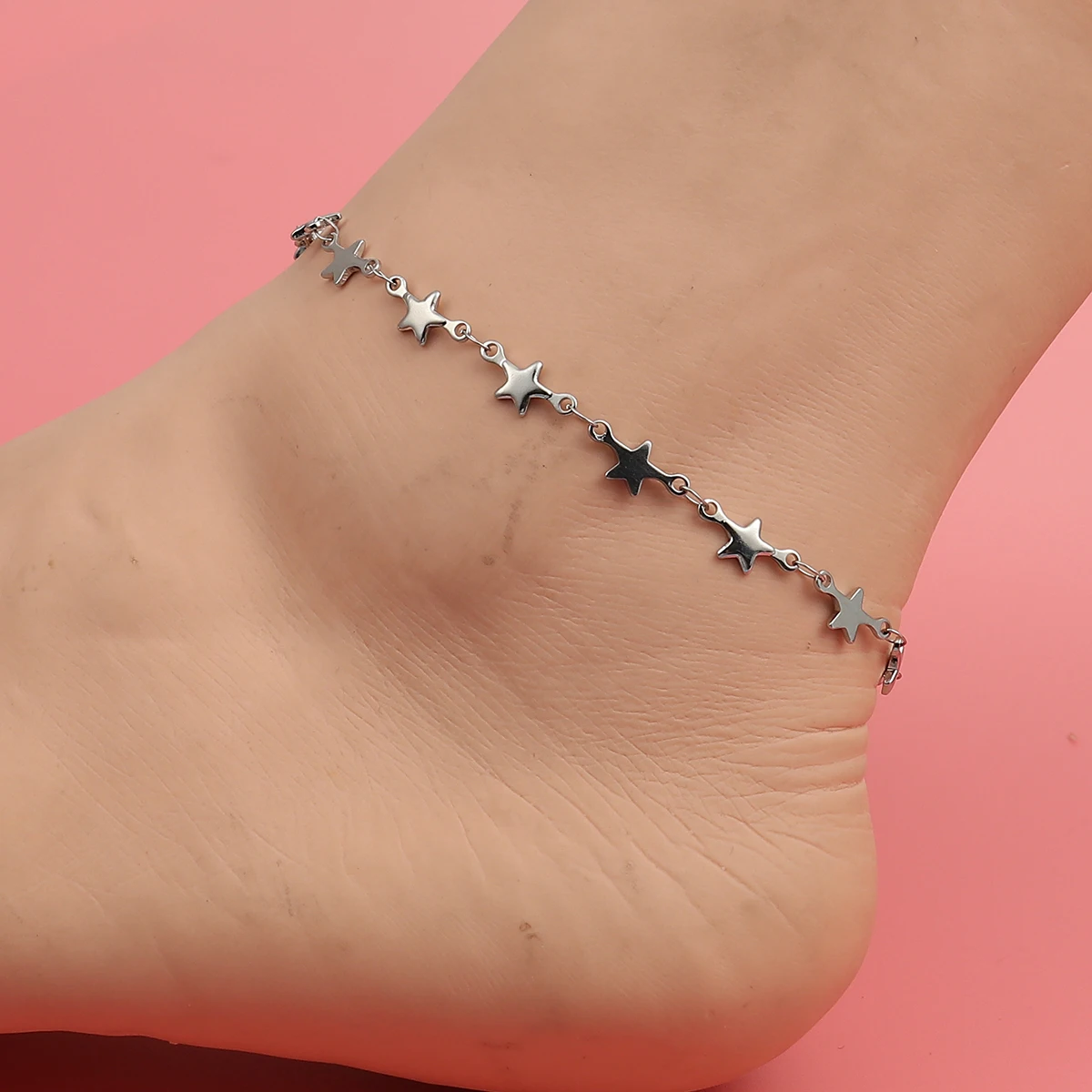 

Women Elegant Anklet 304 Stainless Steel Silver Color Star Women Fashion Finished Jewelry 22.5cm(8 7/8") long , 1 Piece