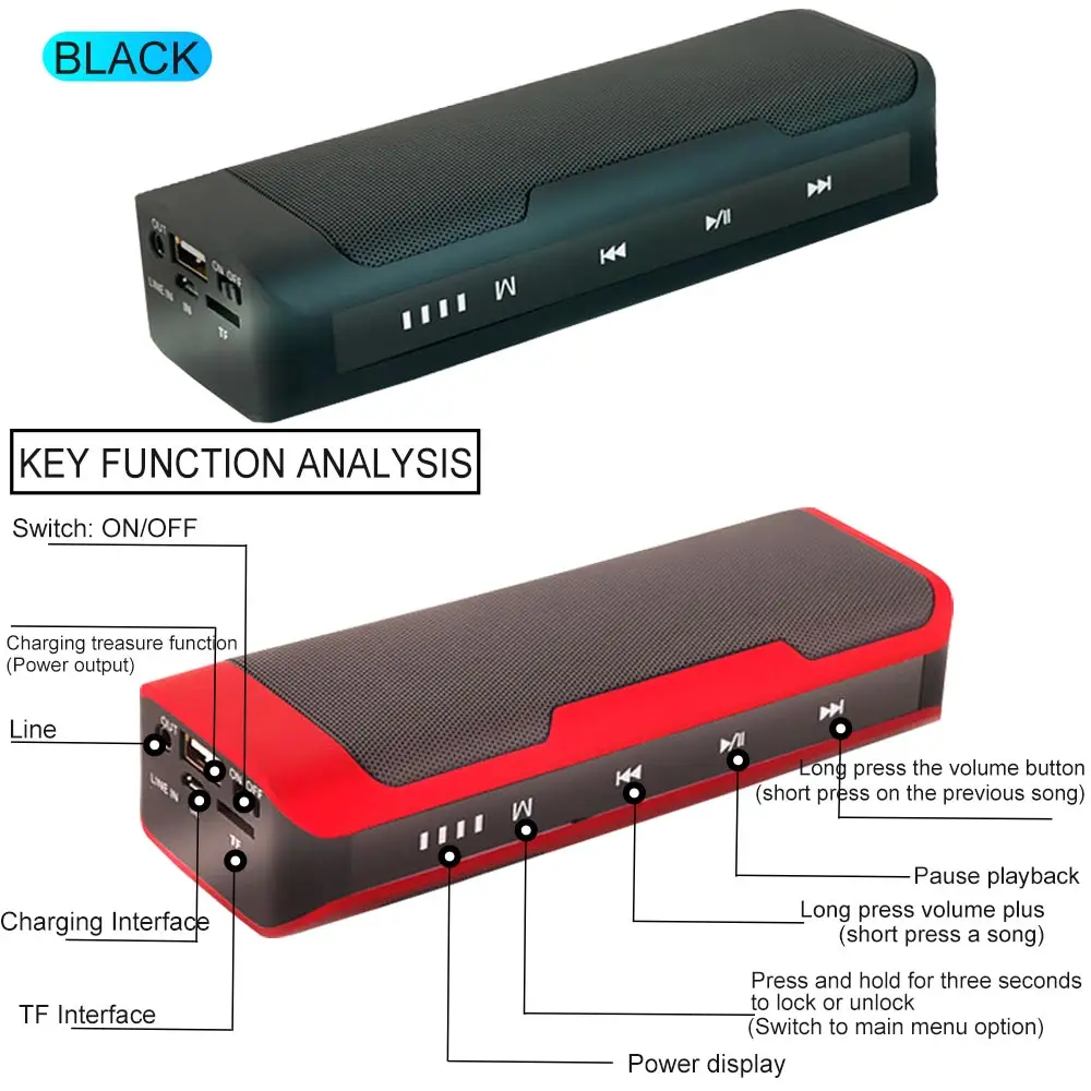 J6 6D стерео динамик Bluetooth 4 2 сенсорный экран кнопка двойной fm-радио | Электроника