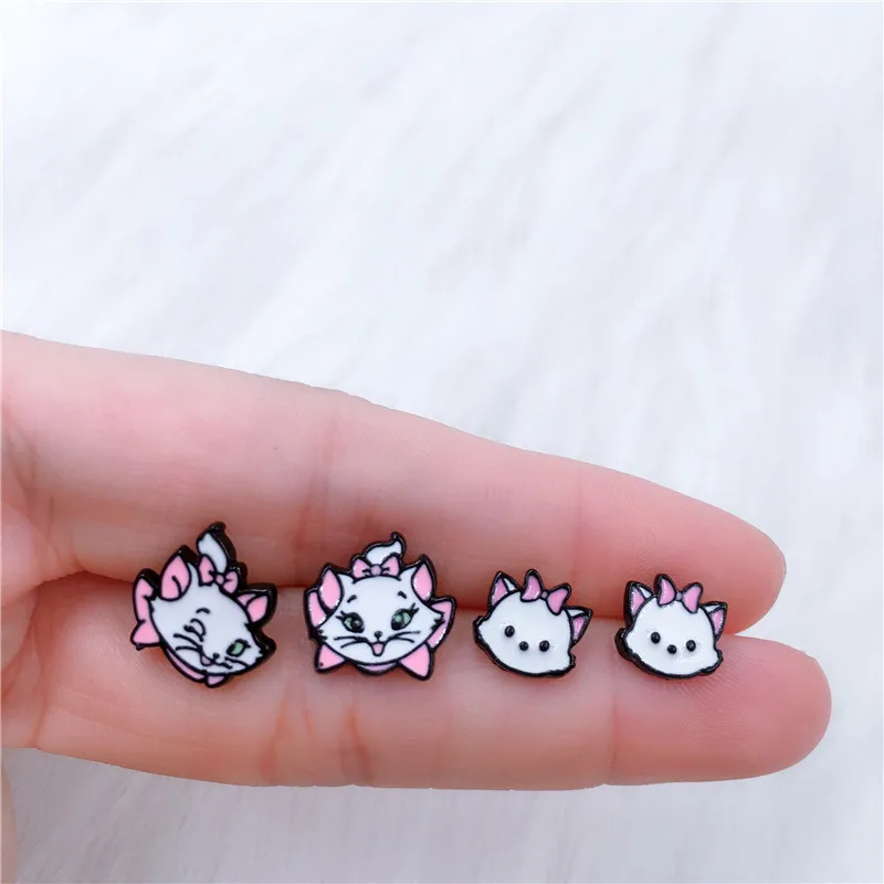 EUPNHY Marie Aristocats, женские Мультяшные Сережки для девочек, милые серьги-гвоздики с эмалью кота, ювелирные изделия, аксессуары для подарков