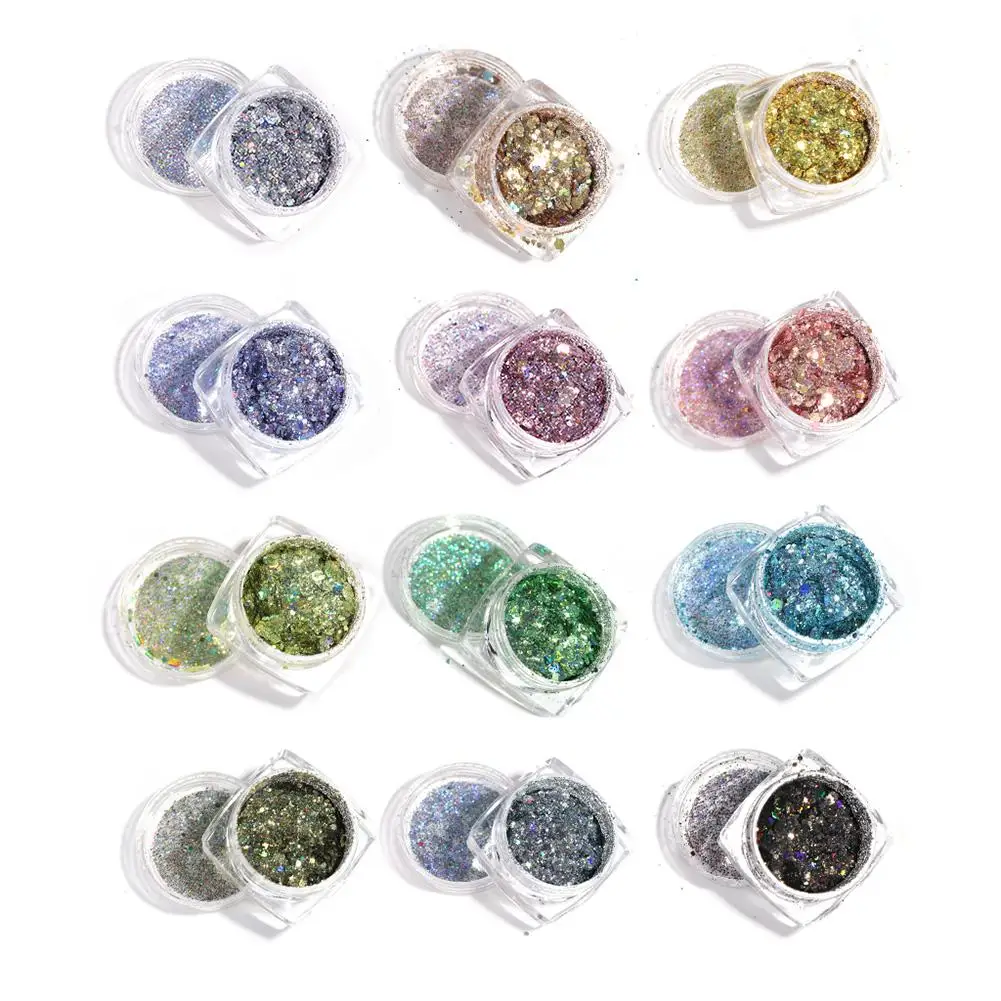 1 коробка лазерная блестящая 3D блестка для ногтей Лазерная макияж глаз яркое