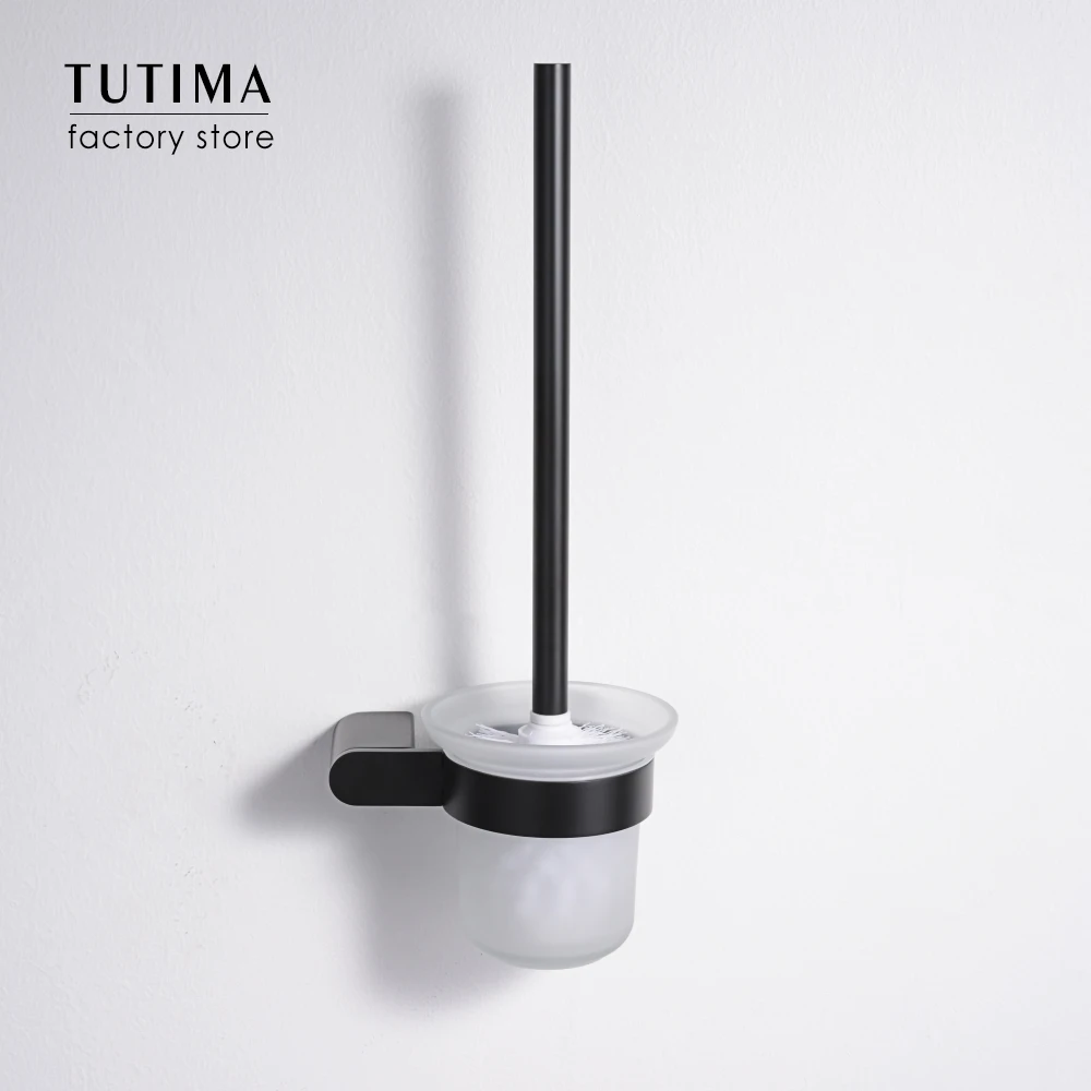 

Tutima 304 Stainless Steel Toilet Brush Holder Matte Black Wall Mounted, Toilet Bowl Brush Holder for Bathroom Cleaning Kit
