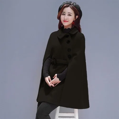 

2021women's woolen cape coat woolen shawl coat ponchos and capes poncho sweater halloween cape womens coats and capes red cloak