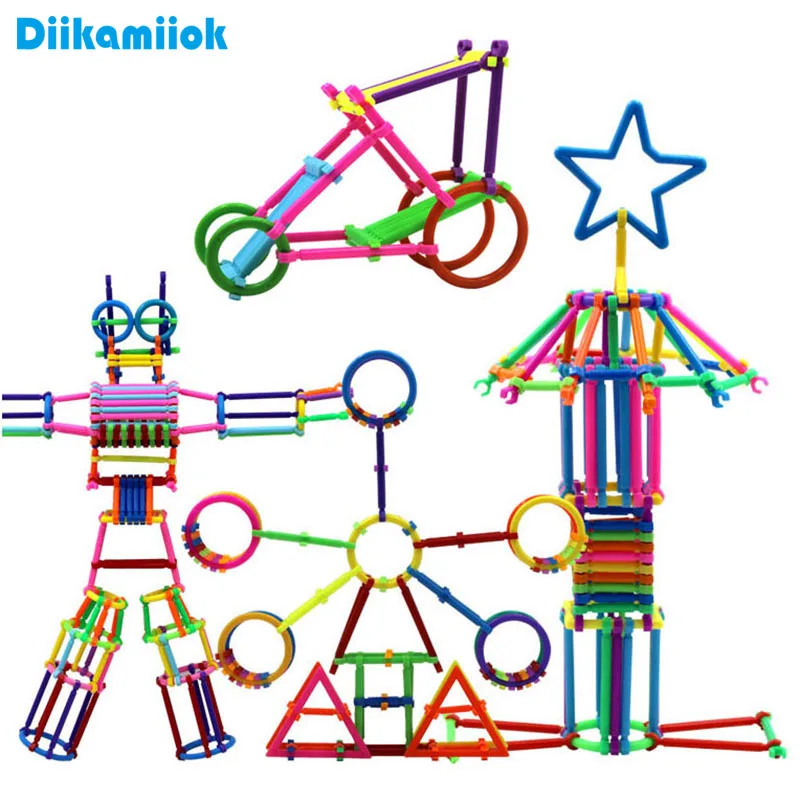 100 шт./лот пластиковые строительные блоки Smart Stick детская Сборка DIY игрушки игра