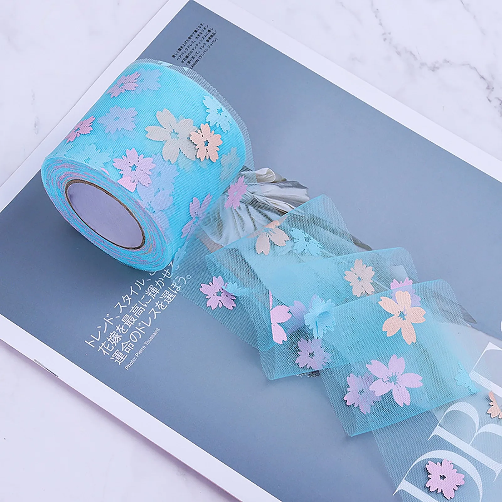 

1 Roll Polyester Lace Ribbon Flower Webbing Strap Sewing Accessories Colorful Fabric Handmade DIY Findings Approx 10 Yards/Roll