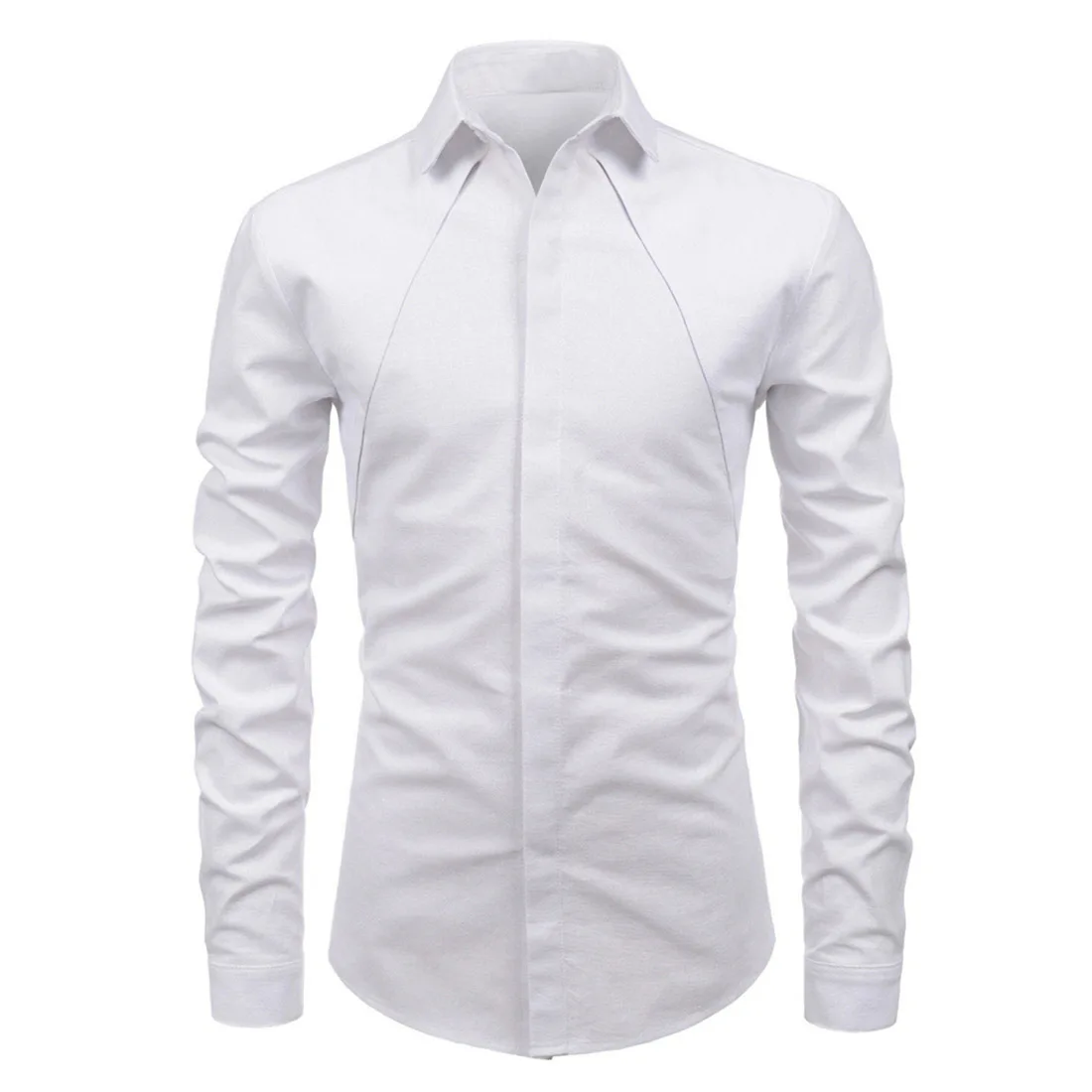 

Solid Turn Down Collar Long Sleeve Casual Shirts for Men Slim Fit Dress Men Shirt Blouses Men Clothing Chemise Homme Black White