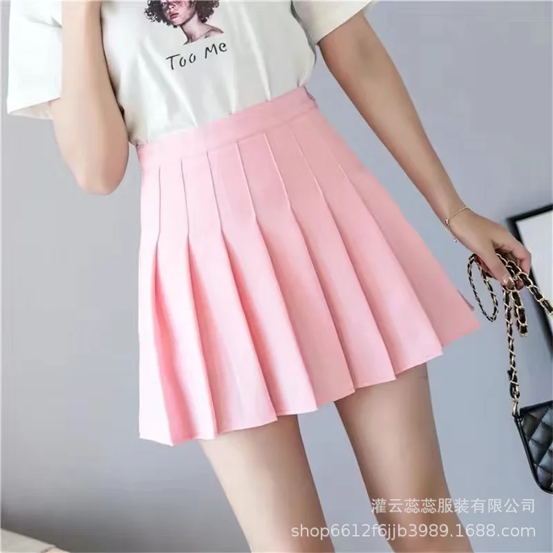 

Summer Pleated Skirt Half-length Skirt Female Spring Fashion, Korean Style Temperament High Waist Thin and Fresh A-line Skirt