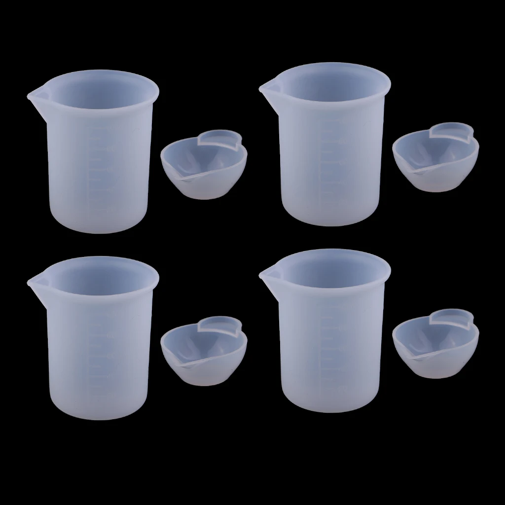 2 типа (8 шт.) Градуированные прозрачные полипропиленовые чашки 100 мл мерный стакан