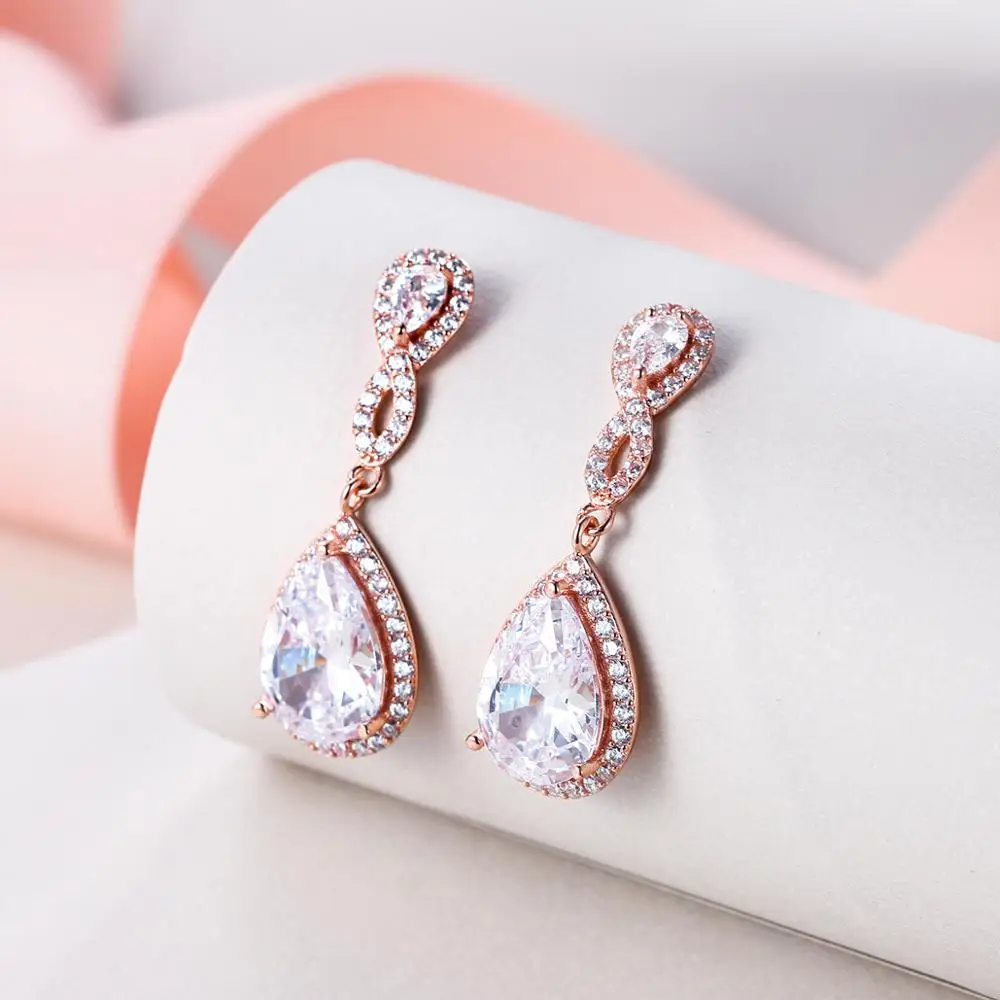 Tuliper висячие серьги 925 пробы Серебряные длинные женские серьги Циркон Свадебные серьги женские вечерние ювелирные изделия аксессуары