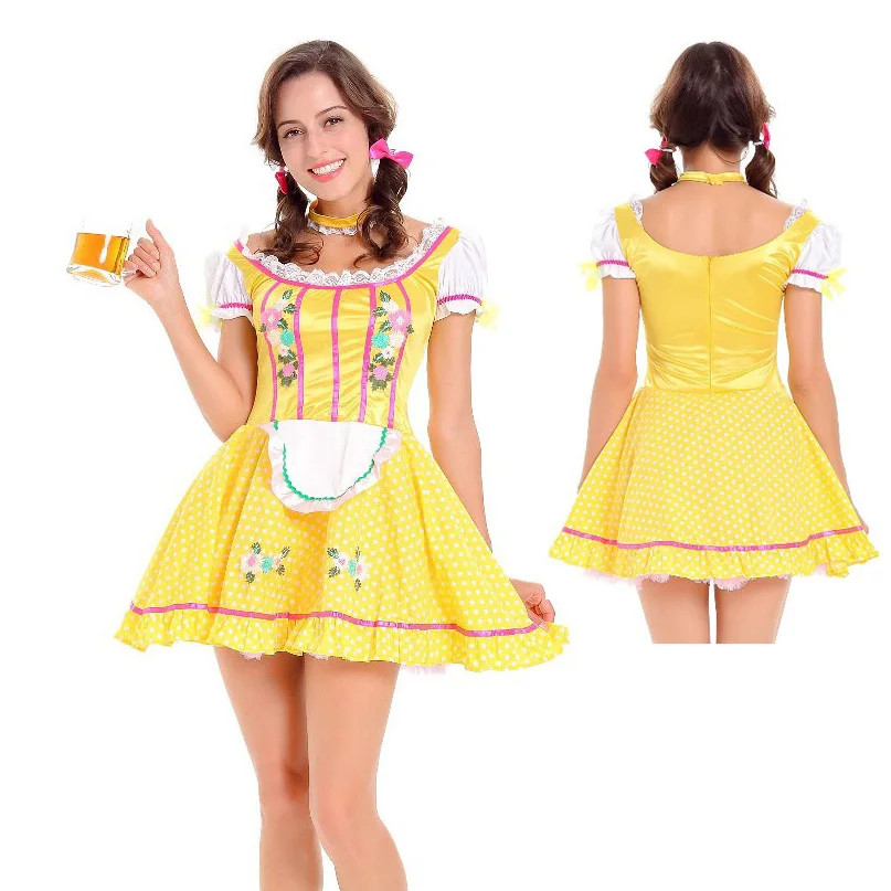 

Женское платье Октоберфест Dirndl, немецкий, баварский Октоберфест, пивные вечерние костюмы горничной, Униформа, сексуальные платья C46A57
