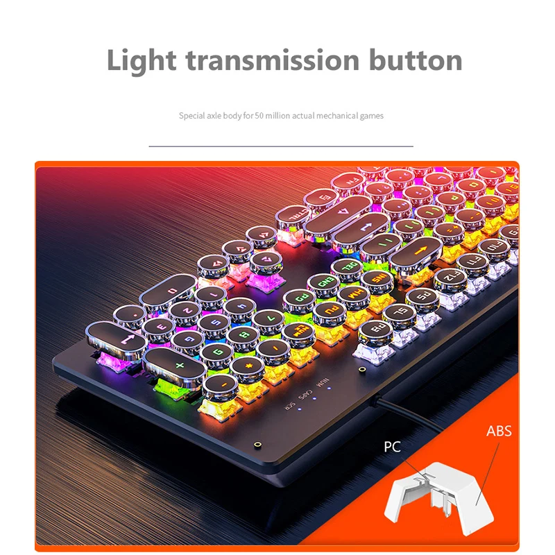 Профессиональная Механическая игровая клавиатура с 104 клавишами RGB светодиодный