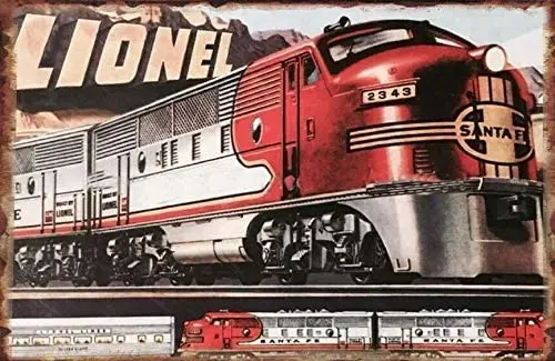 

Lionel Santa Fe Railroad Model Train Metal Sign Man Cave Retro Bar Pub Home Wall Decoration 12X16 inch