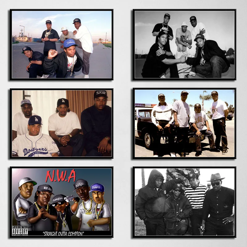 

N.W.A Hip Hop Music Rap Star Ice Cube Dr.Dre Eazy-E Old School Art Painting Silk Canvas Poster Wall Home Decor obrazy plakat