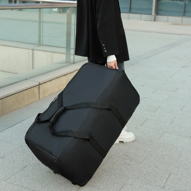 Portable Travel Bag Rolling Luggage Black Large Duffle Bag Roller Handbags Moving Overnight Oxford Cloth Traveling Bags Hot X88C