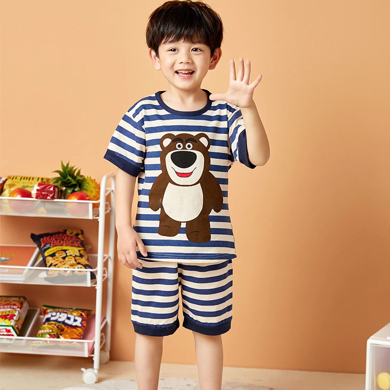 Детский пижамный комплект летняя домашняя одежда для мальчиков и девочек