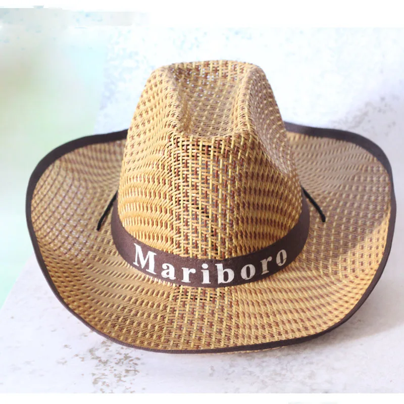 2019 new Summer sun protection hat cowboy Leisure novelty straw men's sunshade shade three grass braided sunhat | Аксессуары для