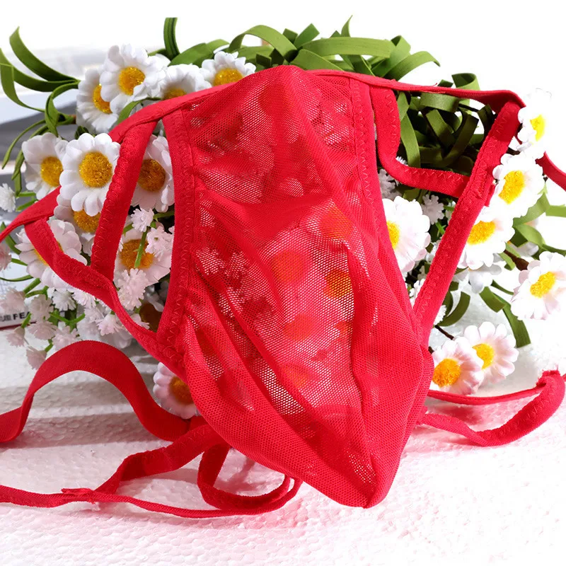 Мужское нижнее белье u-образный выпуклый карман кружево цветок сетка прозрачное