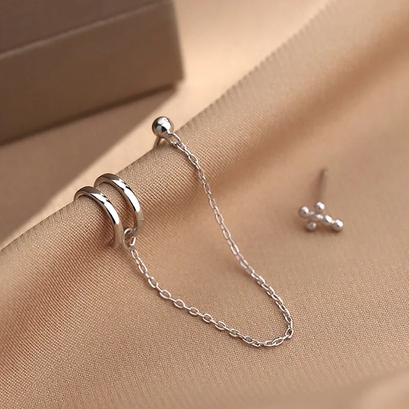 

New Hip Pop Cool Chain Simple 2021 Tassel Simple Unique Ear Bone Clip Dangle Earrings For Women Jewelry Gifts Party
