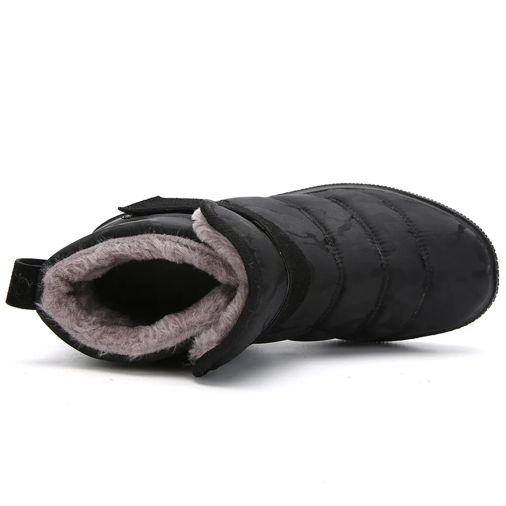 

Camouflage Winter Fur Women Men Snow Boots Keep Warm Ankle Boots Lightweight Soft Cotton Shoes Men Zapatos De Hombre Black