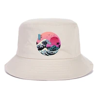 anime beach bucket cap unisex cotton bucket hats women men summer sunscreen hat solid color sunbonnet outdoor fishermans hat