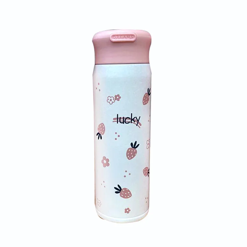 

Botella De Agua De Acero Inoxidable Cute Water Bottle Kubek Termiczny Butelka Na Wode Anti-slip Cup Body and Portable Handle New