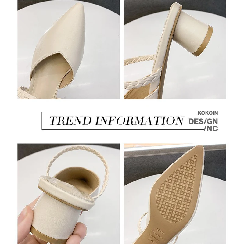 

Women Slippers For Women Heels Slippers Pointed Toe 2021 Summer lady Fashion Shoes For Women Outside Slippers Shoes