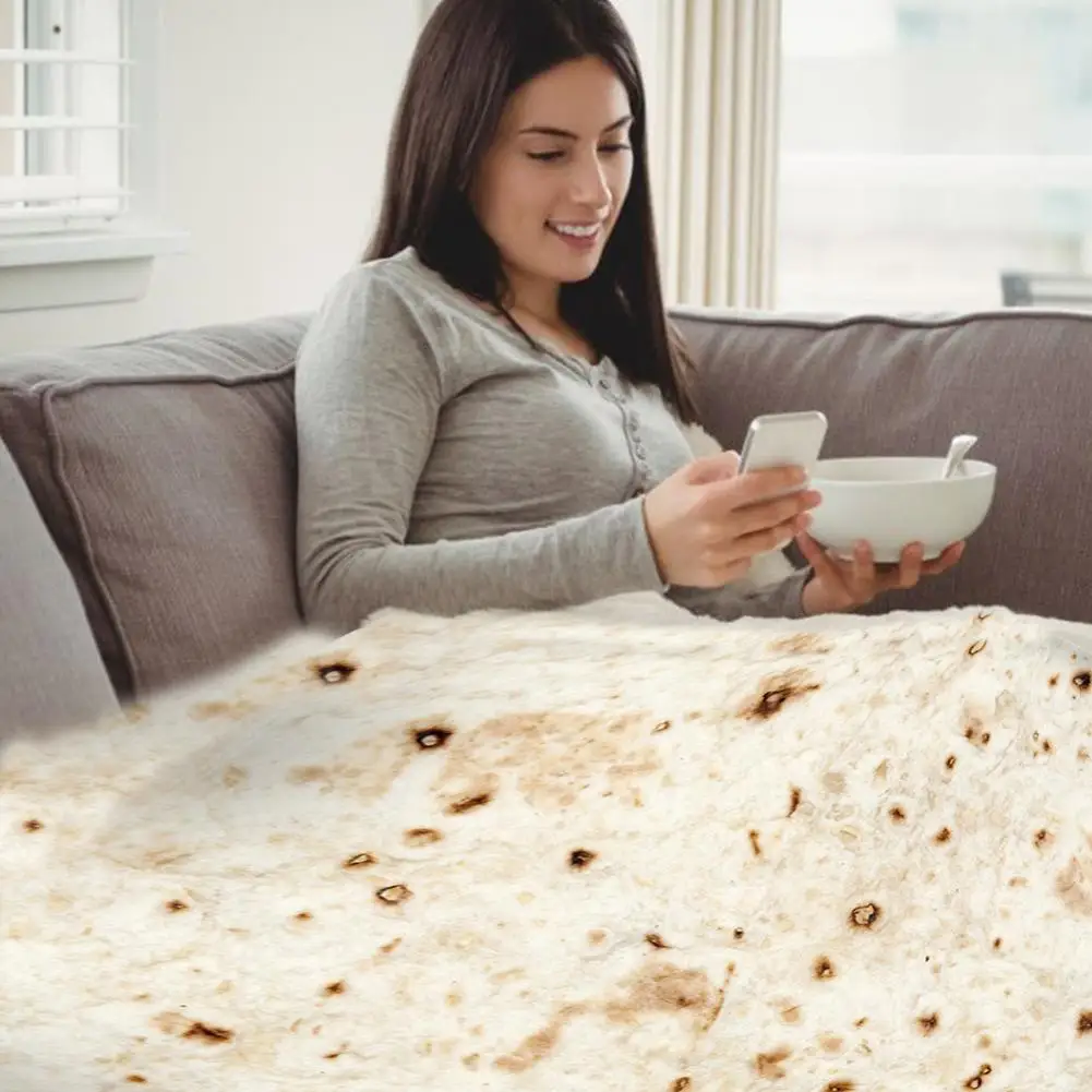 

Burrito Tortilla Blanket Warm Soft Flannel Sofa Cover Bedspread Winter Throw Winter Adult Bed Cover Food Flannel Blanket
