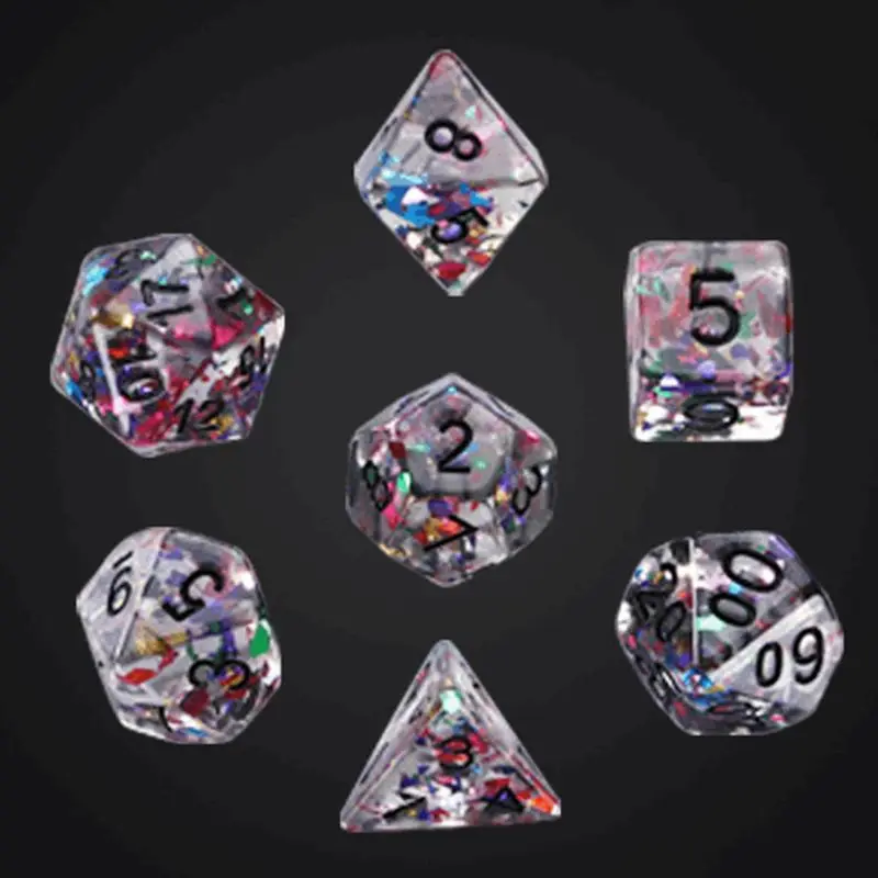 

7 шт./компл. прозрачные разноцветные полигедральные кости TRPG настольные игральные кости DND Детские и взрослые настольные игры аксессуары За...