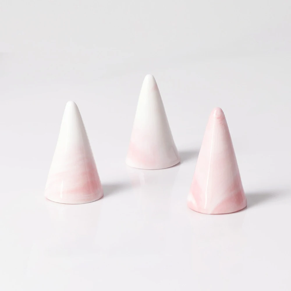 

Ceramic Finger Cone Ring Holder Creative Marble Jewelry Display Stand Tray Storage Crafts Decor Organizer Tools Supplies