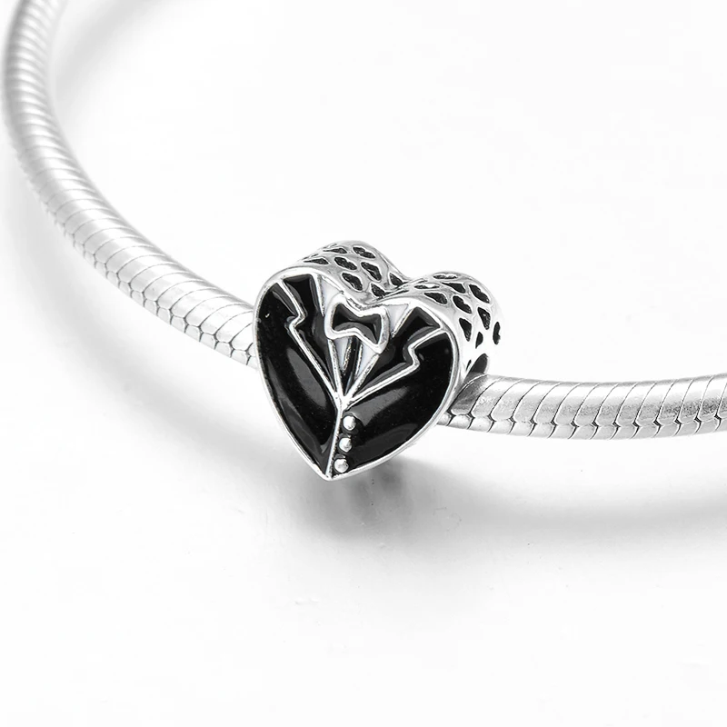 925 пробы серебристого цвета к свадебному платью бусины в форме сердца подходят