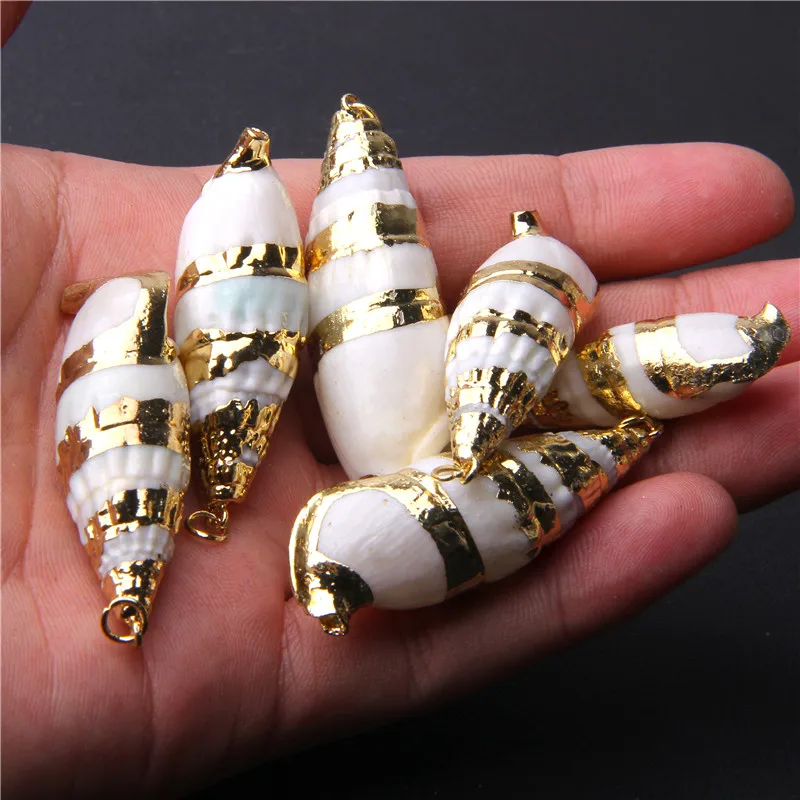 

4pcs/lot Fashion Natural Spiral Conch Shell Charm Pendants for Jewelry Making DIY Bracelet Neckalce Accessries Wholesale