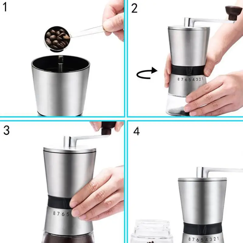 

Coffeeware High Quality Stainless Steel Hand Crank Grinding Conical Ceramic Coffee Grinder Manual Coffee Grinder Mill