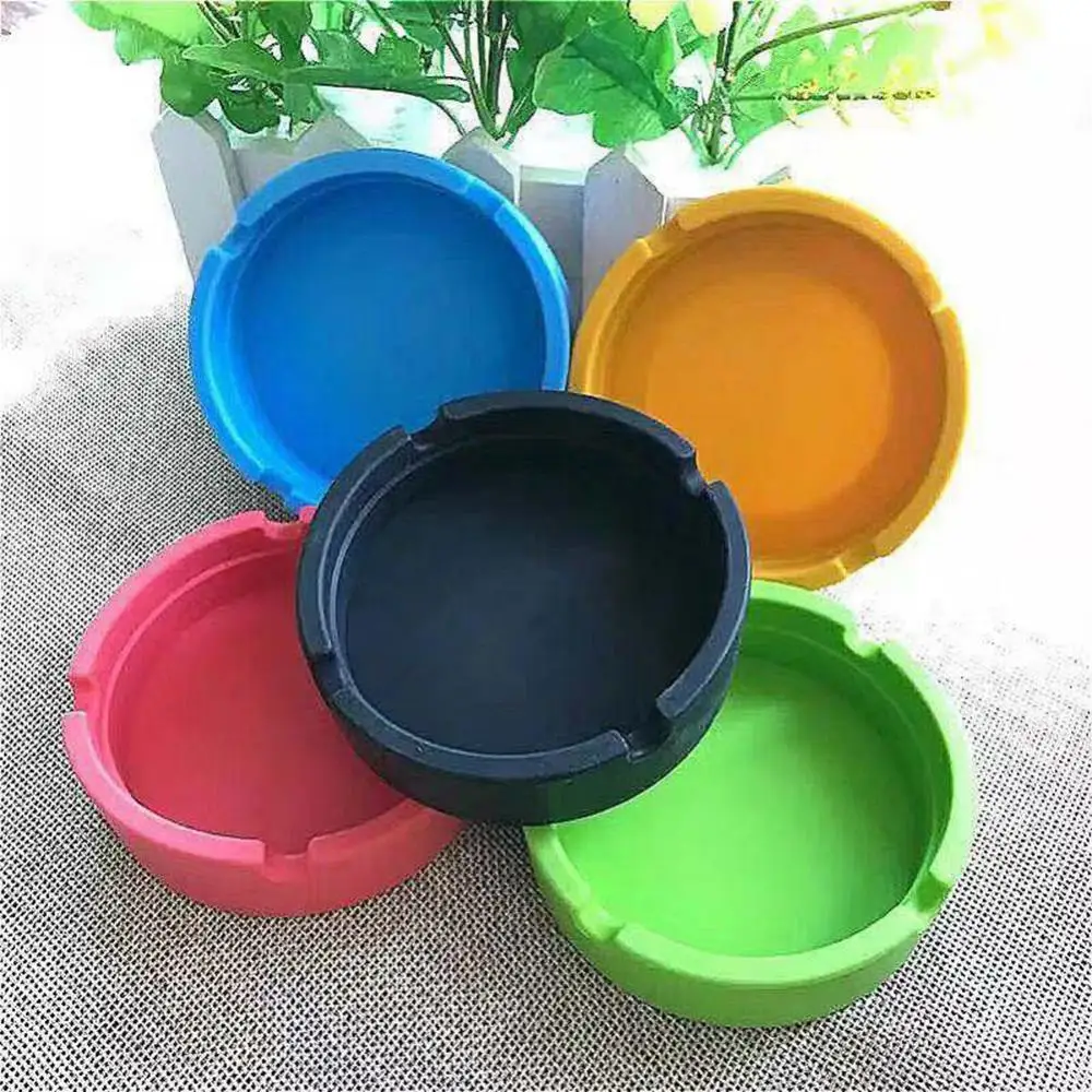 

1 Pcs Ashtray Round Durable Protable Silicone Soft Round Ashtray Holder Heat Resistant Tray Plates Desktop Ashtray
