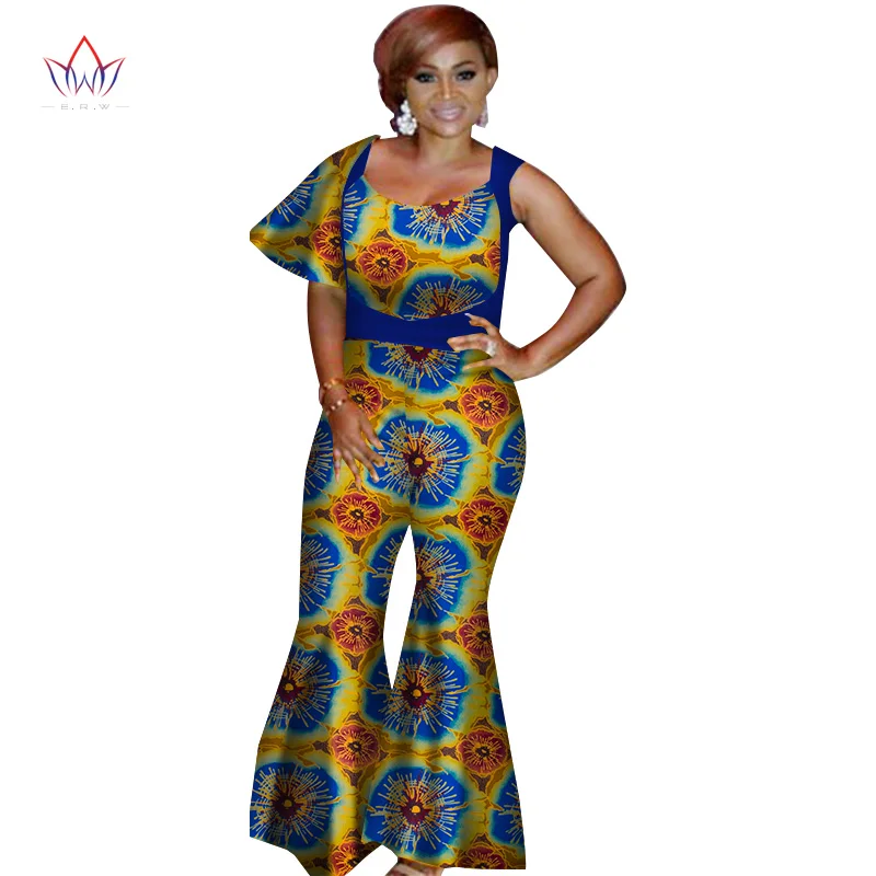 Summer African Women Jumpersuit With Print Sexy Overalls Women Jumpsuit Elegant Sleeveless Dashiki Pant Plus Size 5xl WY3138