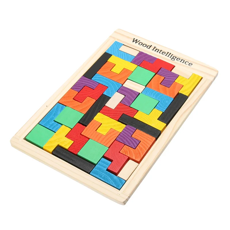 Wooden Tetris Toy Tangram Brain Teaser Puzzle Toys Game Preschool Magination Intellectual Educational Kid Jigsaw Gift | Игрушки и хобби