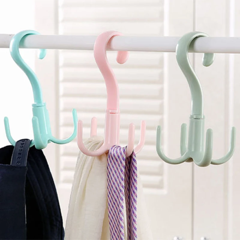 

Hooks 360 Degrees Rotate Four Claws Hooks Dry Wet Dual Use Towel Hanger Home Clothes Shoes Sundries Multi-Function Organizers