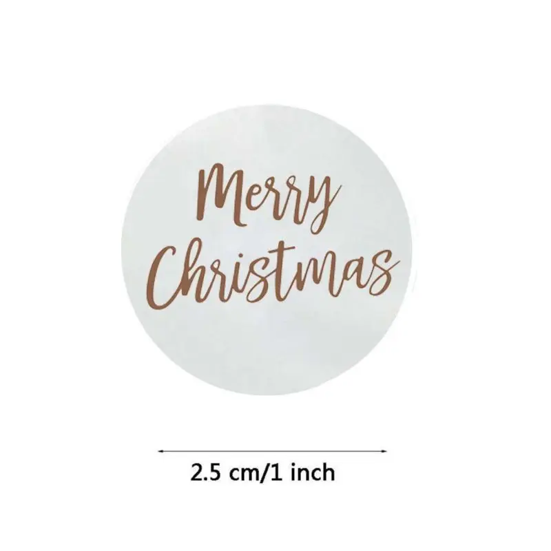 

500pcs Transparent Merry Christmas Stickers Gold Foil Seal Label for Stamp Envelopes Cards Invitations Gift Package Scrapbooking