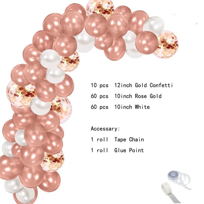 

130Pcs Rose Gold Confetti Balloons Party Decoration Arch Garland Kit Latex Balloon for Wedding Baby Shower Decorations