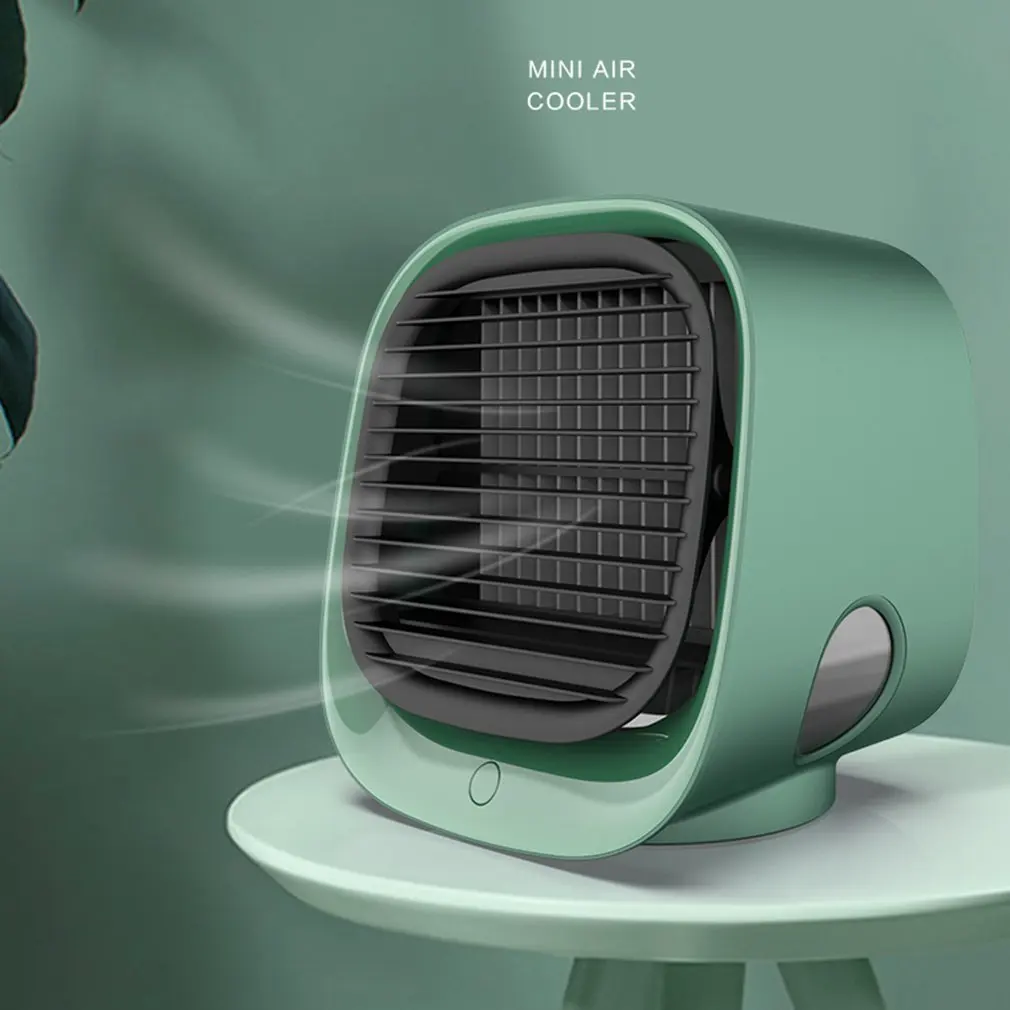 

Air Cooler Fan Mini Desktop Air Conditioner With Night Light USB Water Cooling Fan Humidifier Purifier Multifunction Fan