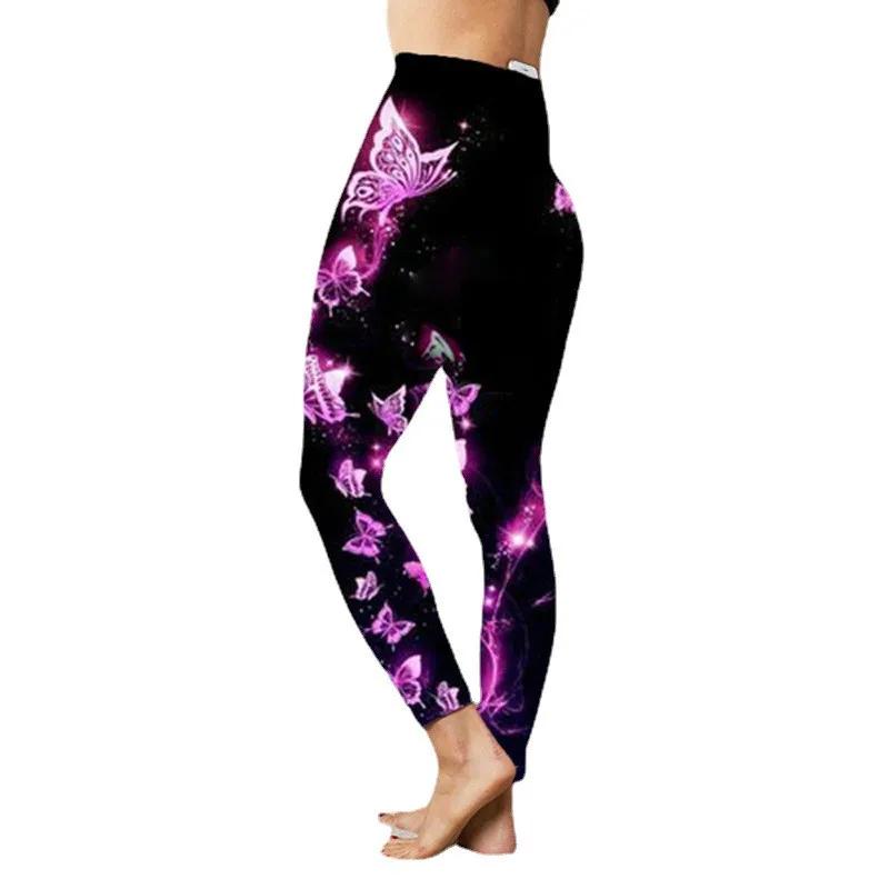 

Fashion Butterfly 3D Print Pencil Pant Women Elastic High Waist Bodycon Leggings Lady Workout Sporty Fitness Casual Skinny Pant