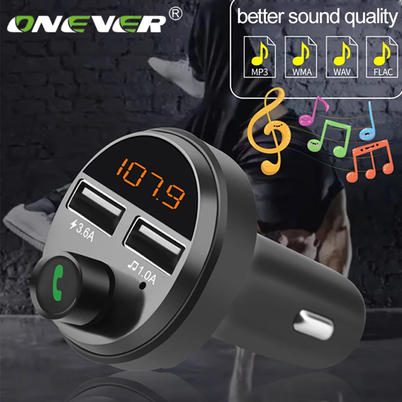 Автомобильный MP3 плеер Onever FM передатчик Bluetooth 5 0 Handsfree Receiver Dual USB быстрая зарядка