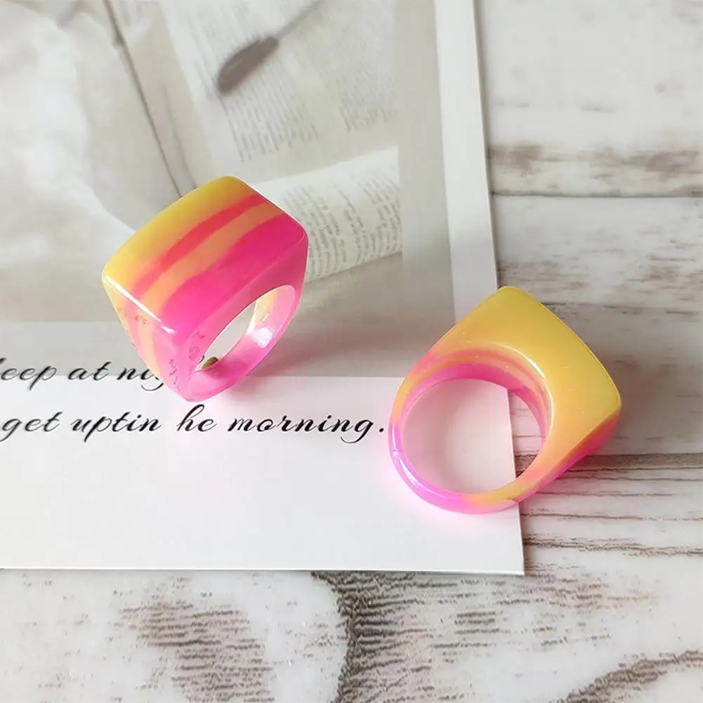 

Candy Color Geometric Water Drop Stripe Resin Big Beautiful Rings For Women Girl Fashion Jewelry Resin Acrylic Rings For Gift