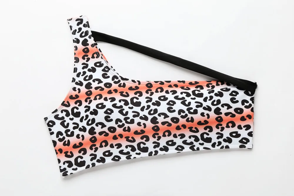 

Sexy Print Leopard One shoulder Bandage Bikini Set 2020 Mujer Biquini High Cut Swimwear Women African Padded Bather Bathing Suit